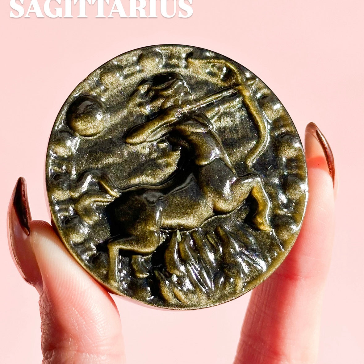 Golden Sheen Obsidian Zodiac Disk