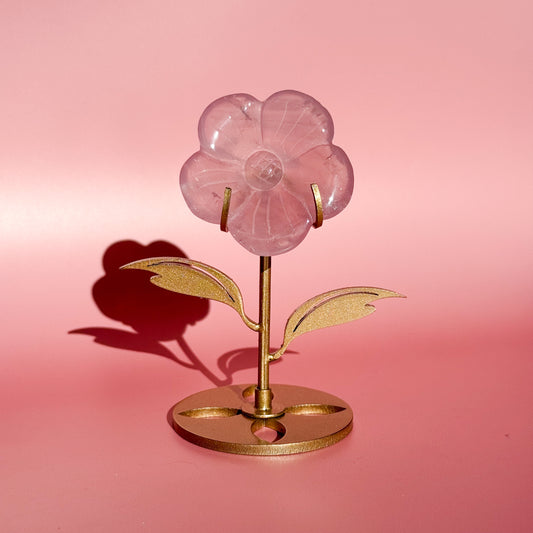 Rose Quartz Flower on Stand