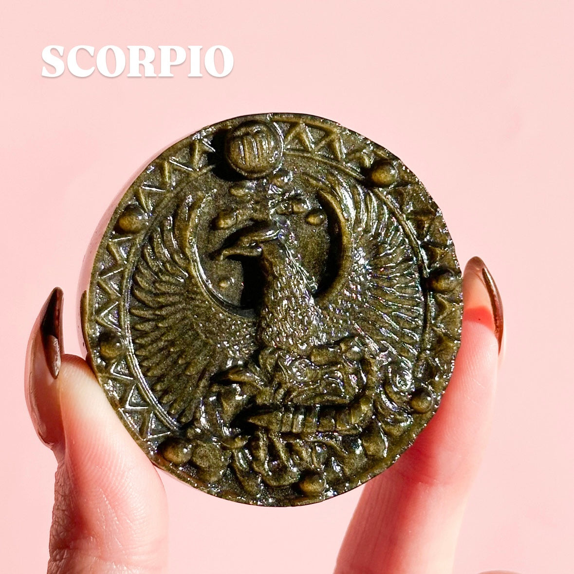 Golden Sheen Obsidian Zodiac Disk