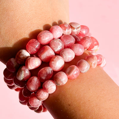 Rhodochrosite Tumbled Bead Bracelet