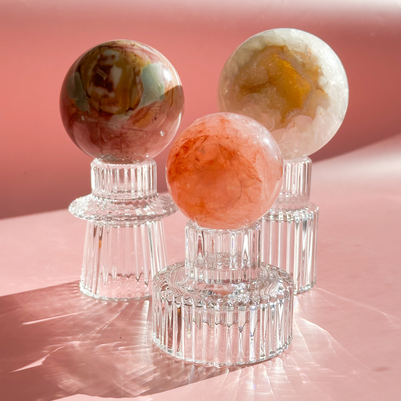 Clear Sphere Stand Set of 3
