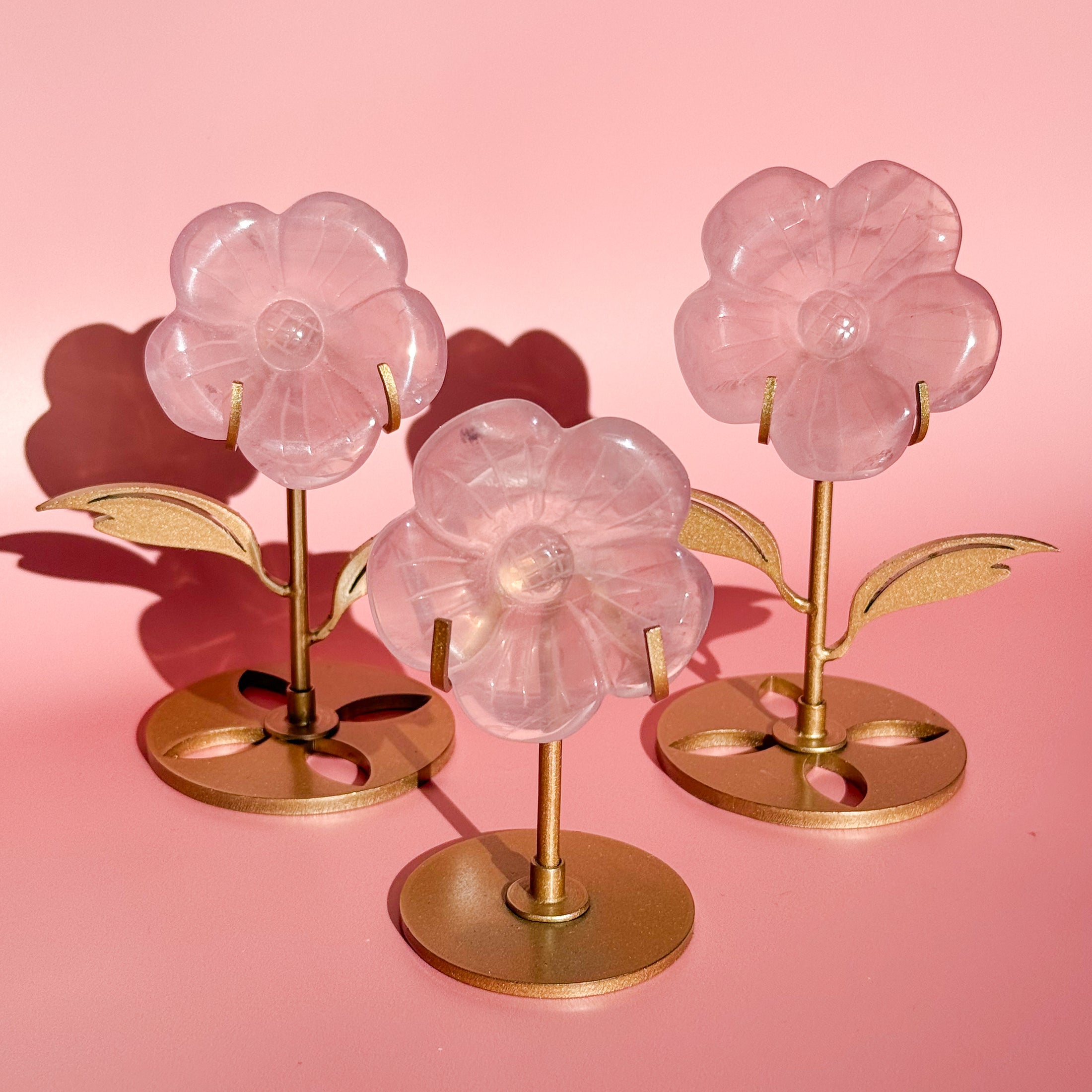 Rose Quartz Flower on Stand