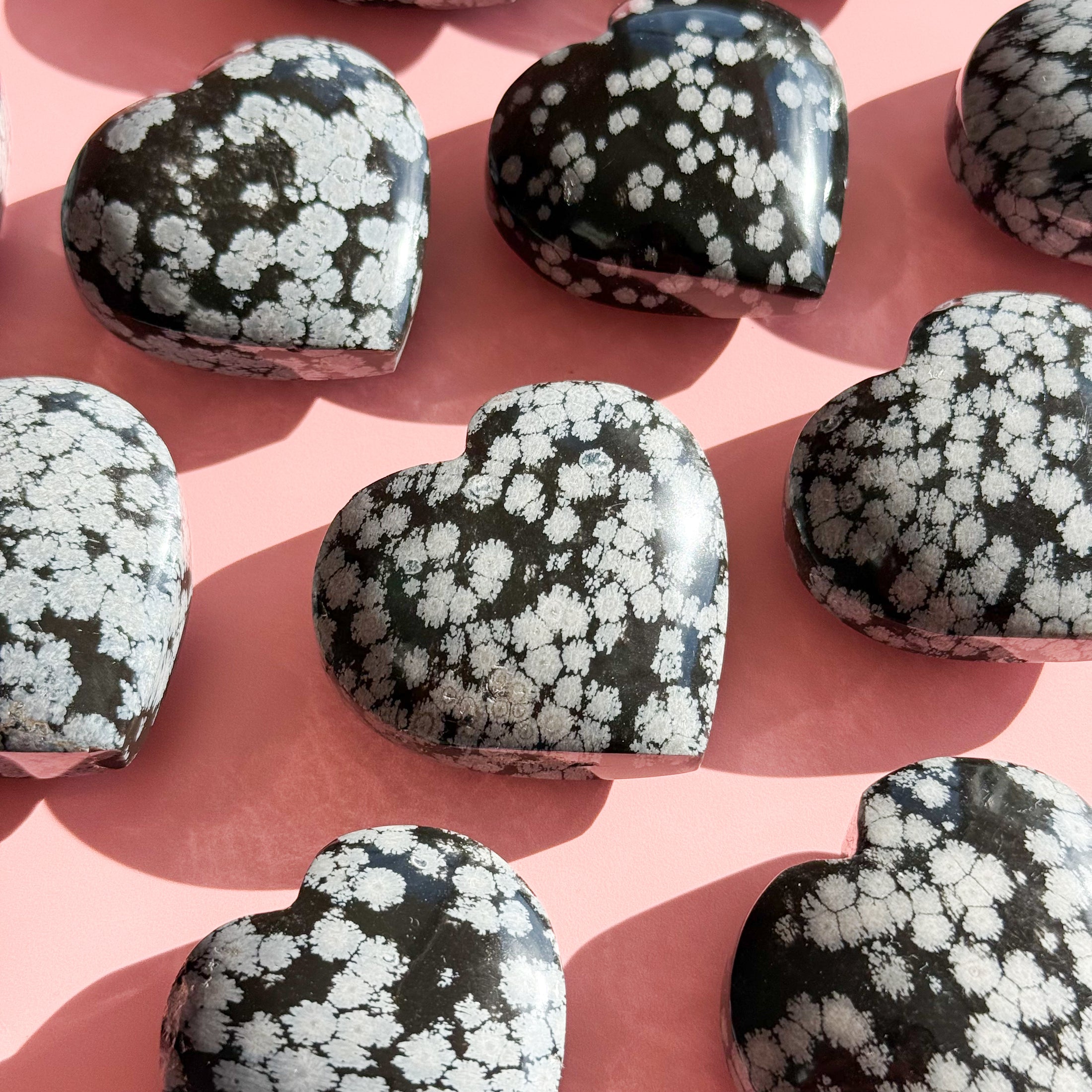 Snowflake Obsidian Standing Heart