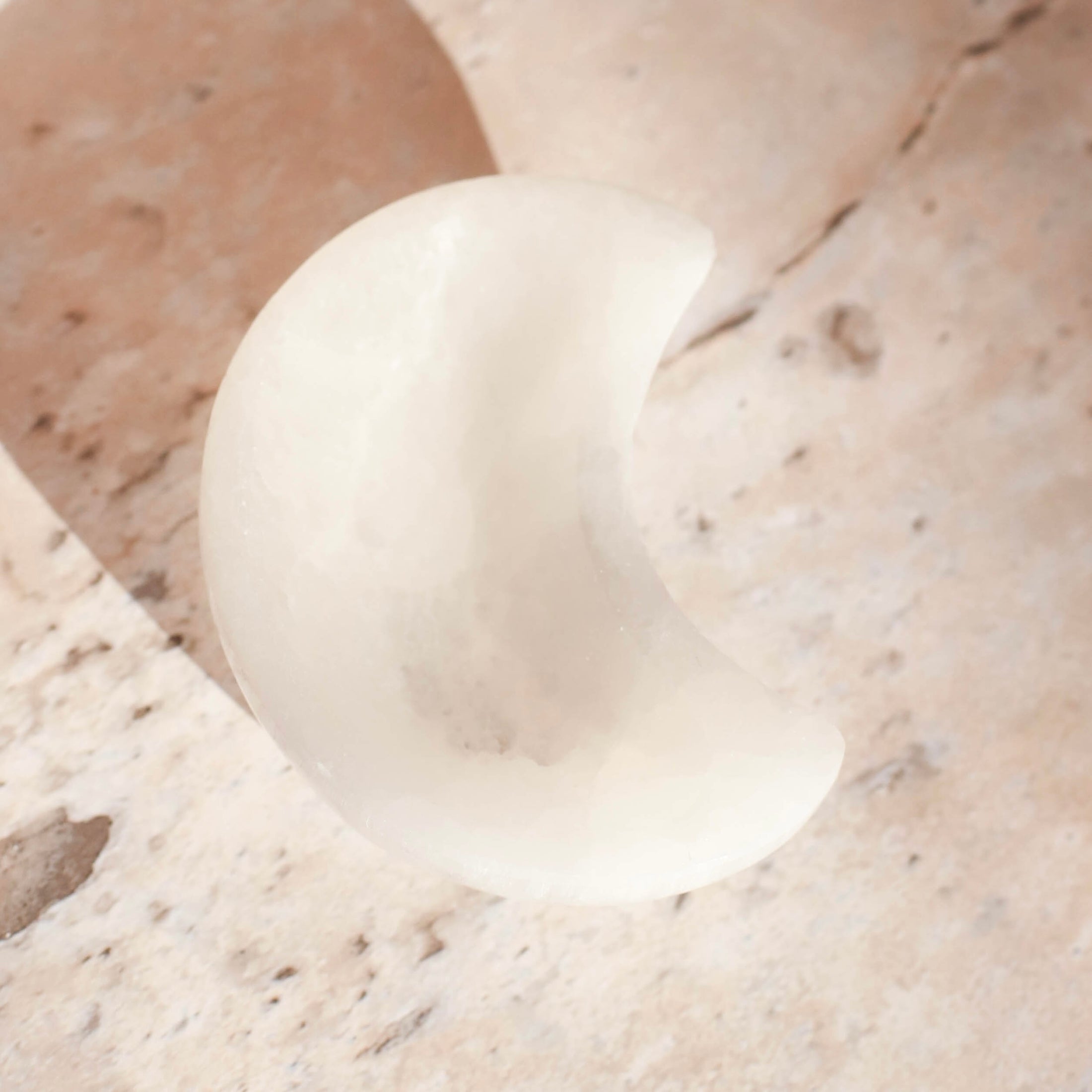 Satin Spar Selenite Small Moon Bowl