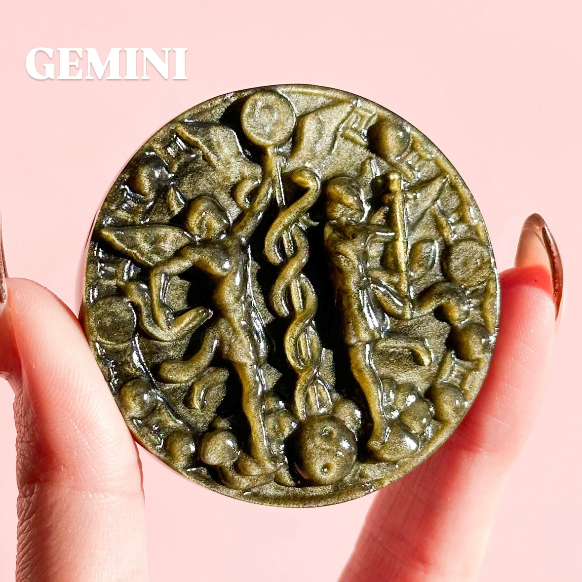 Golden Sheen Obsidian Zodiac Disk