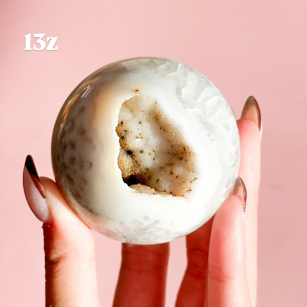 Druzy Agate with Quartz Sphere