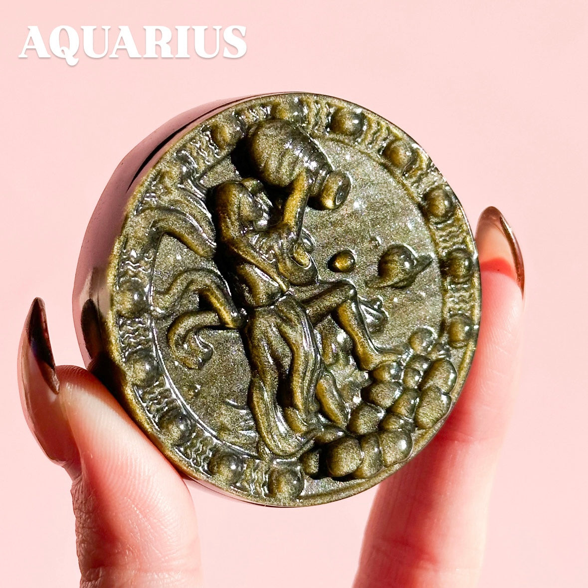 Golden Sheen Obsidian Zodiac Disk