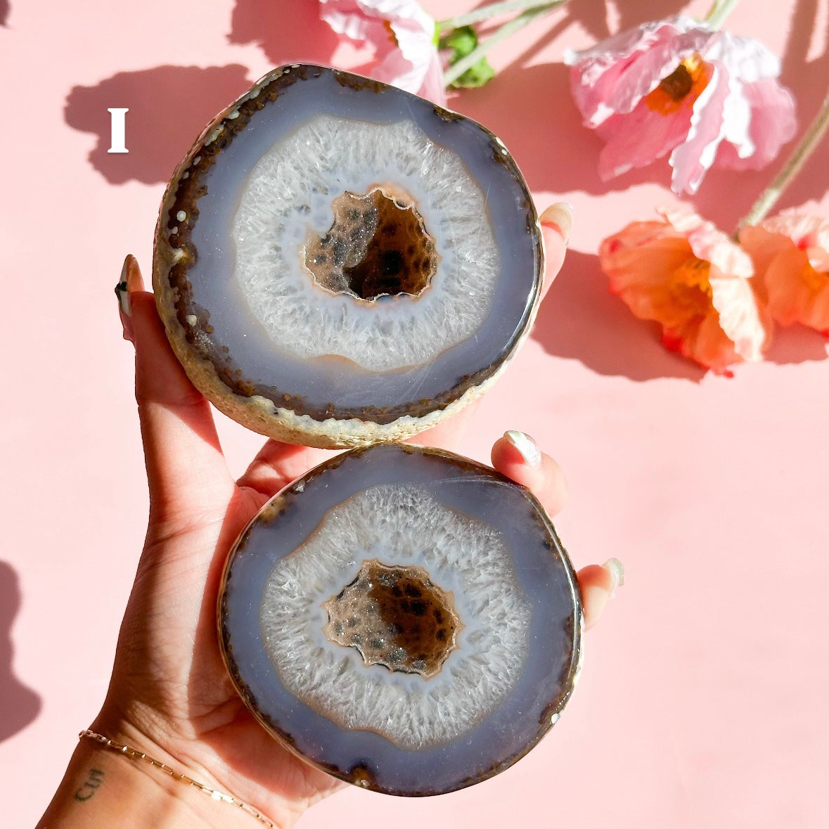 Agate Geode Pair