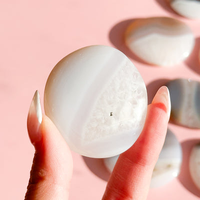 Agate with Quartz Flat Stone