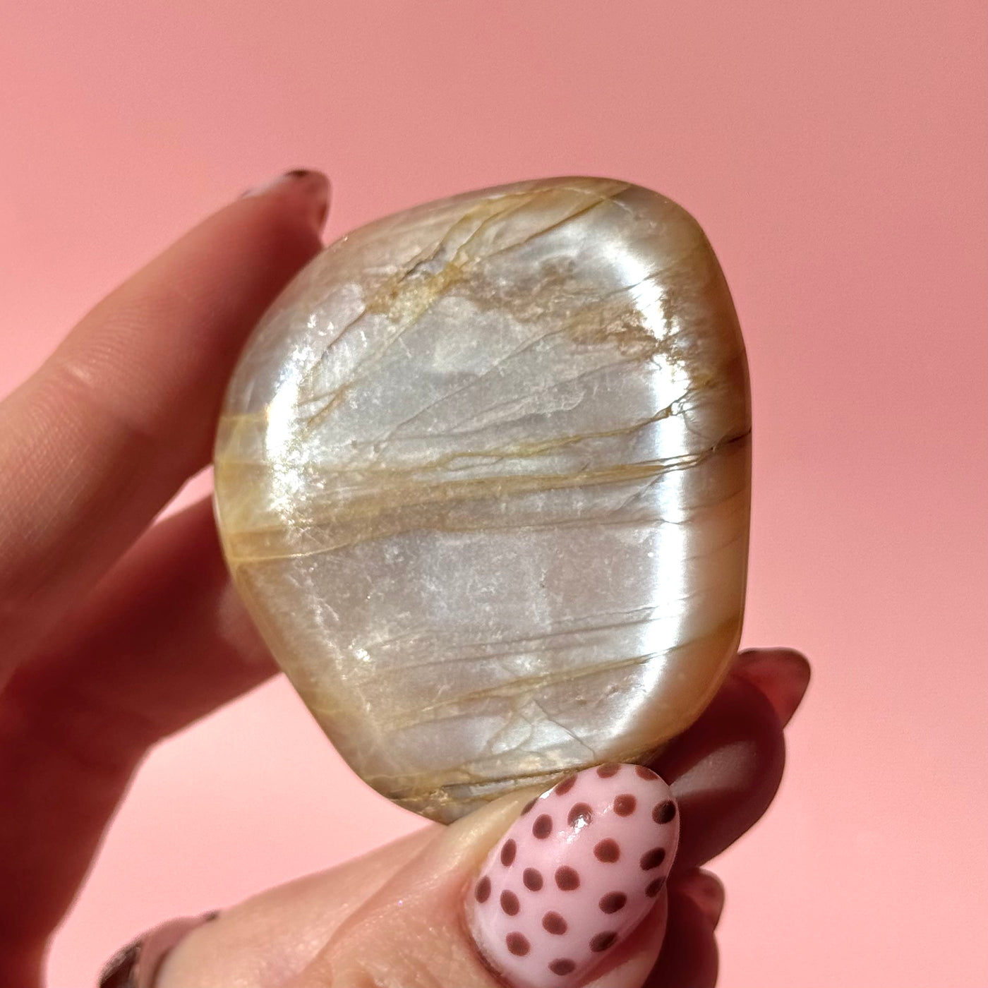 Peach Moonstone Flat Stone