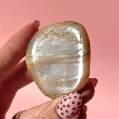 Peach Moonstone Flat Stone
