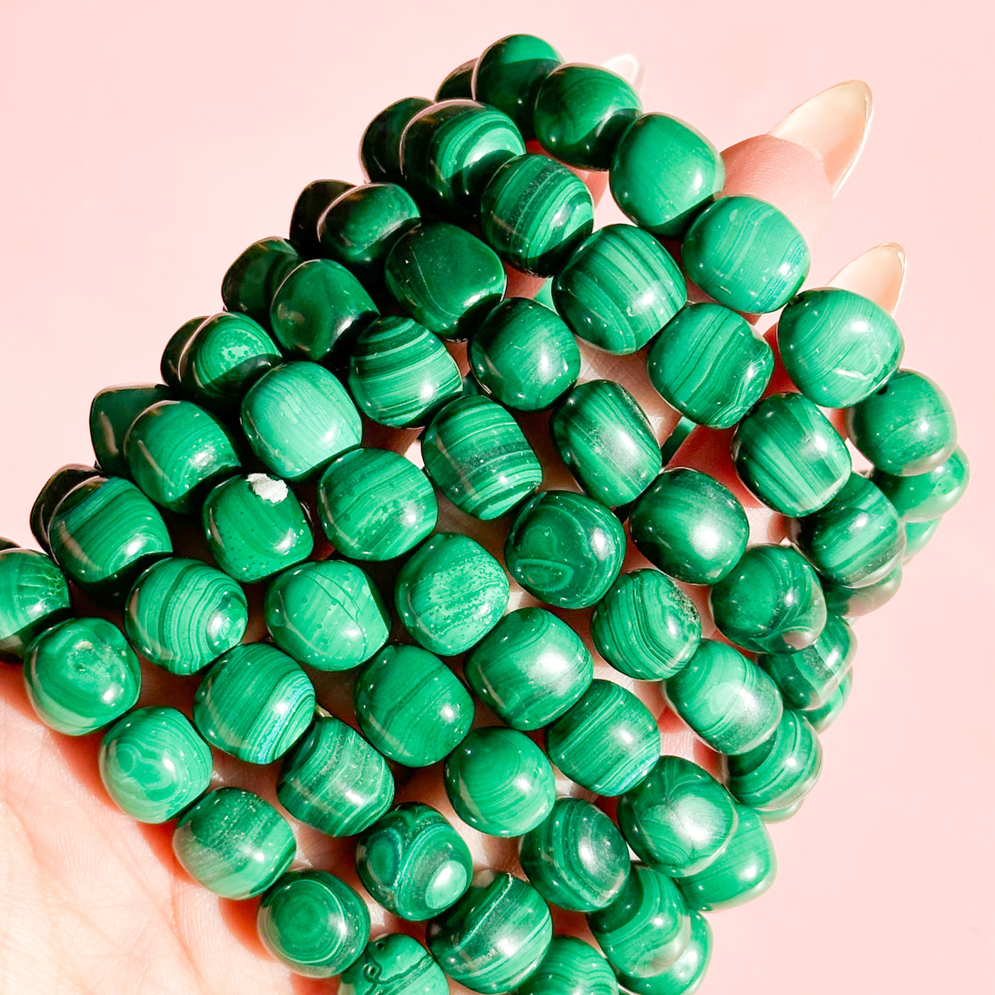 Malachite Tumbled Bead Bracelet