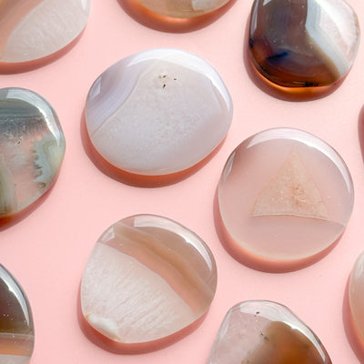 Agate with Quartz Flat Stone