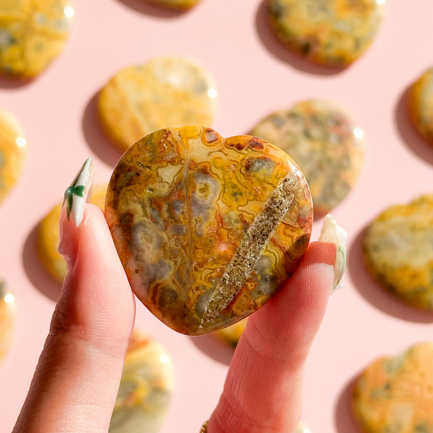 Crazy Lace Agate Heart Worry Stone
