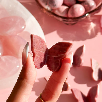 Pink Petrified Wood Mini Butterfly