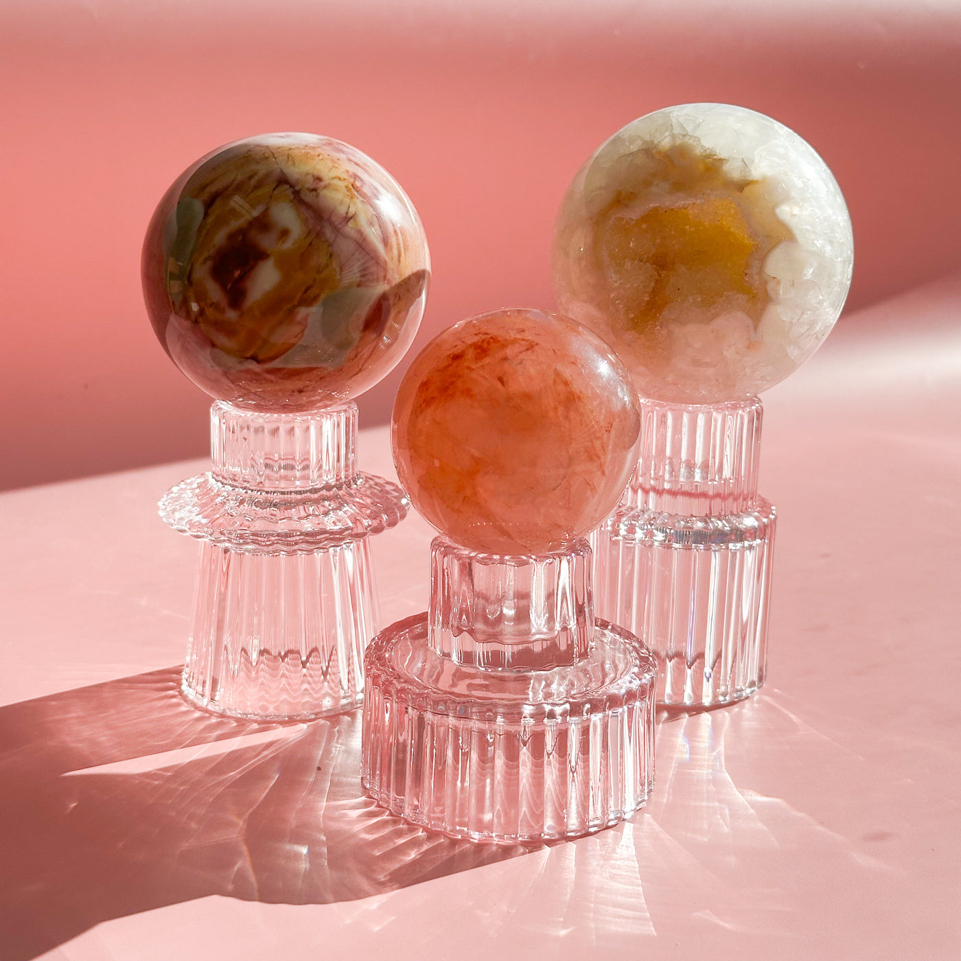 Pink Sphere Stand Set of 3