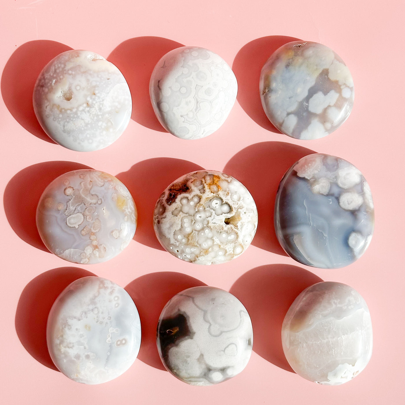 Flower Agate Palmstone - GRAY