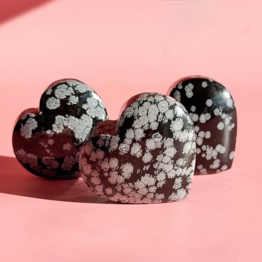 Snowflake Obsidian Standing Heart