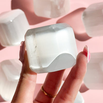 Satin Spar Selenite Rounded Cube