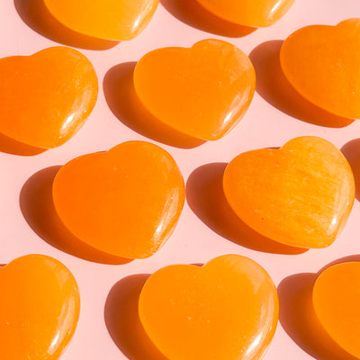 Orange Calcite Heart