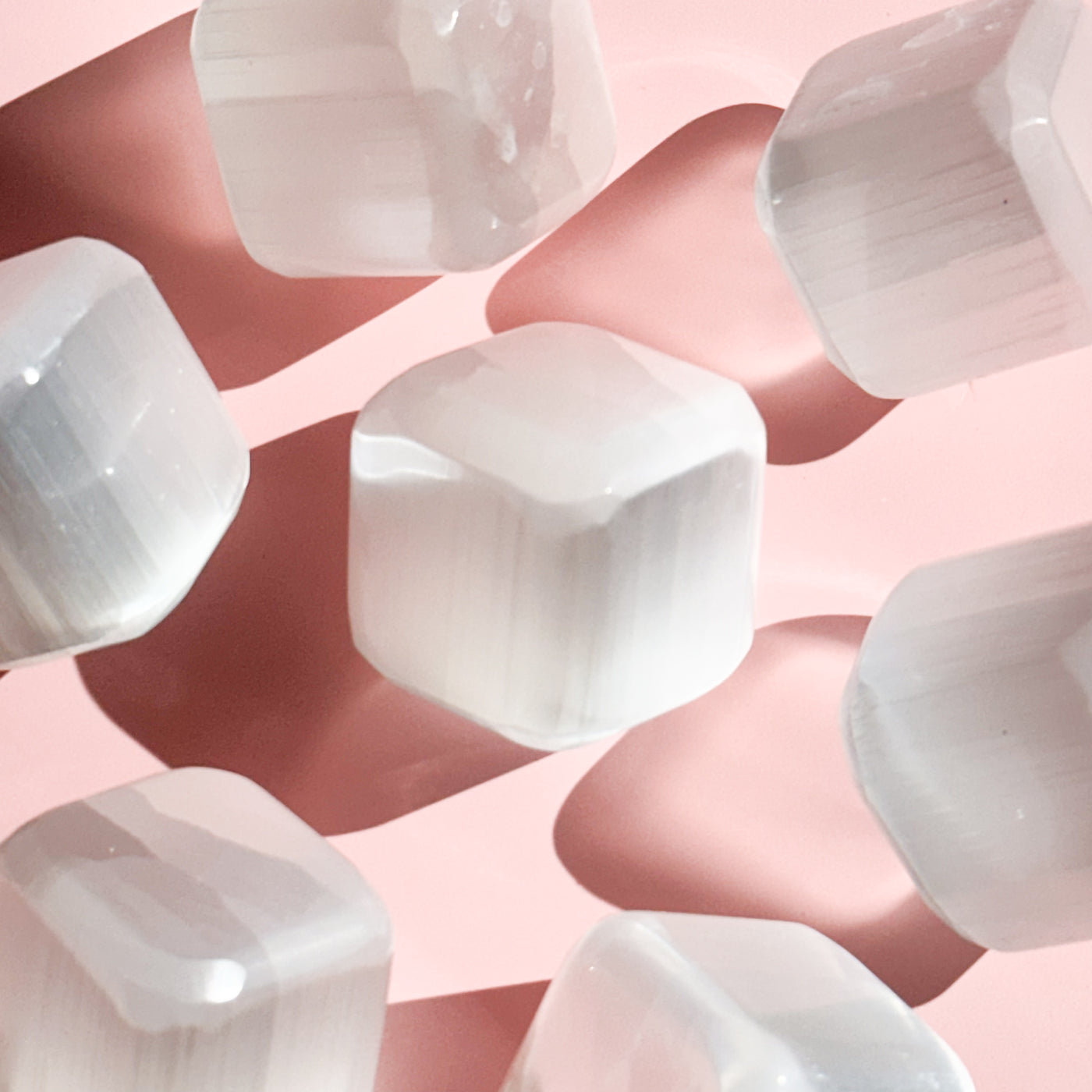 Satin Spar Selenite Rounded Cube
