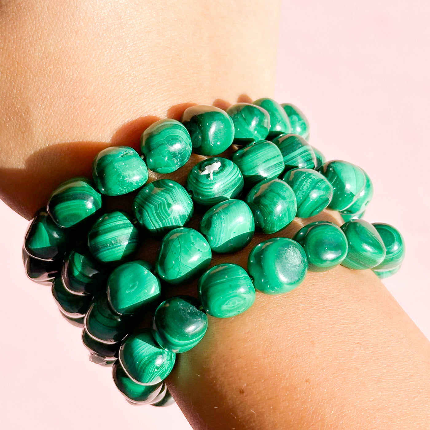Malachite Tumbled Bead Bracelet