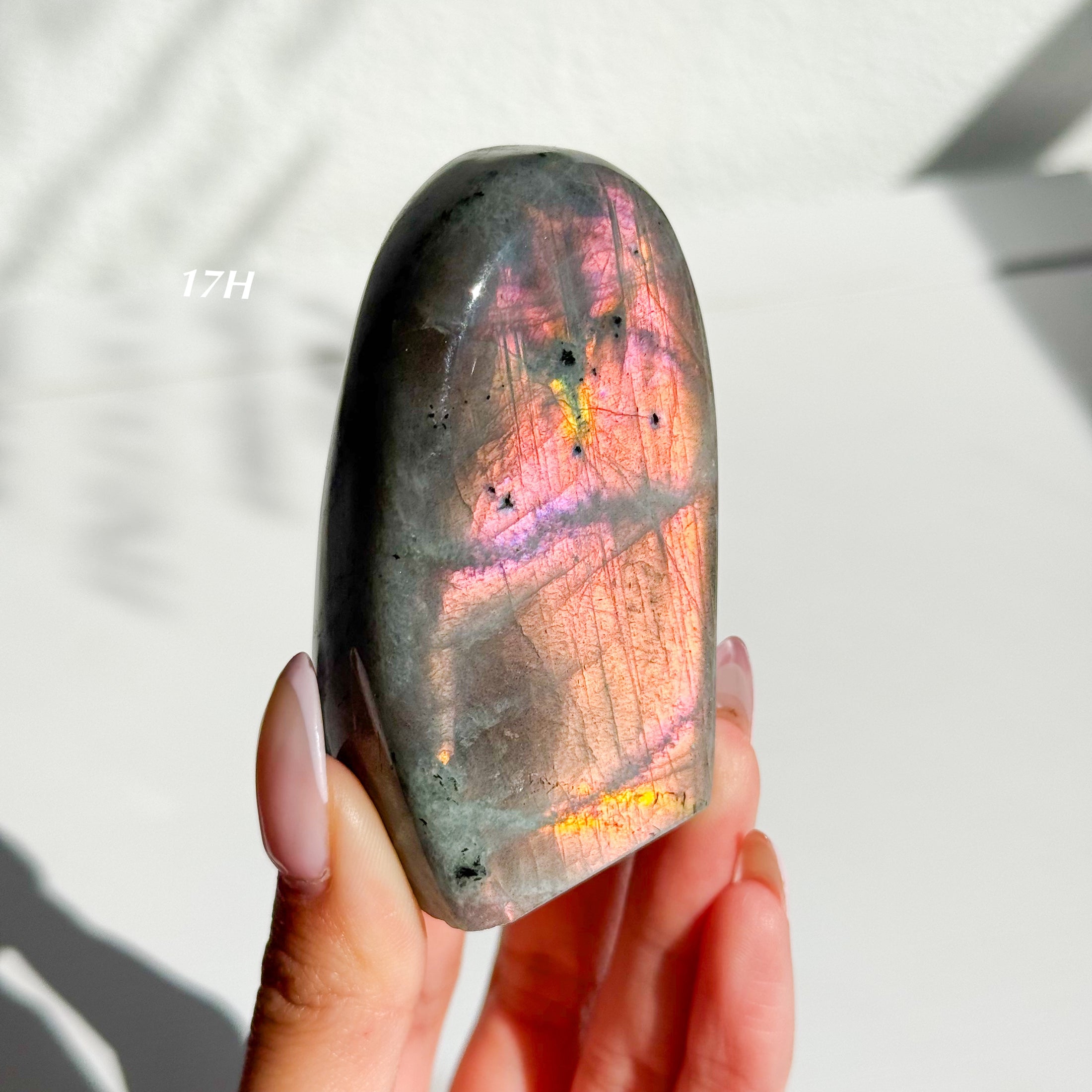 Labradorite Freeform - Orange / Pink Flash