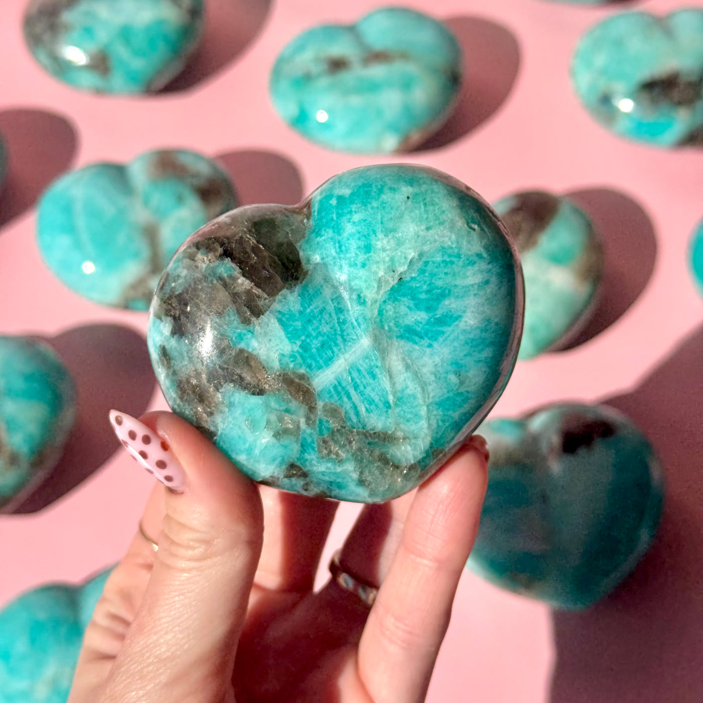 Amazonite Heart - with Natural Caves/Fractures