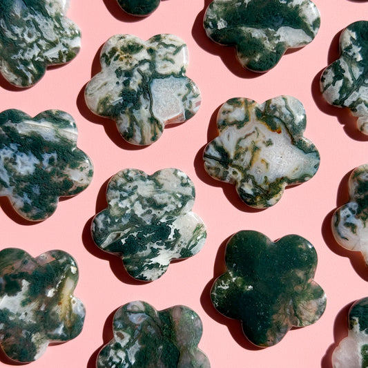 Moss Agate Petal Stone
