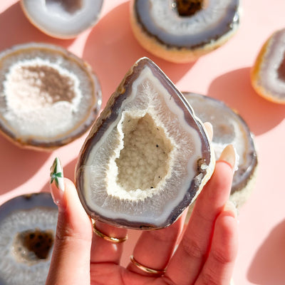 Agate Geode Pair