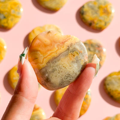 Crazy Lace Agate Heart Worry Stone