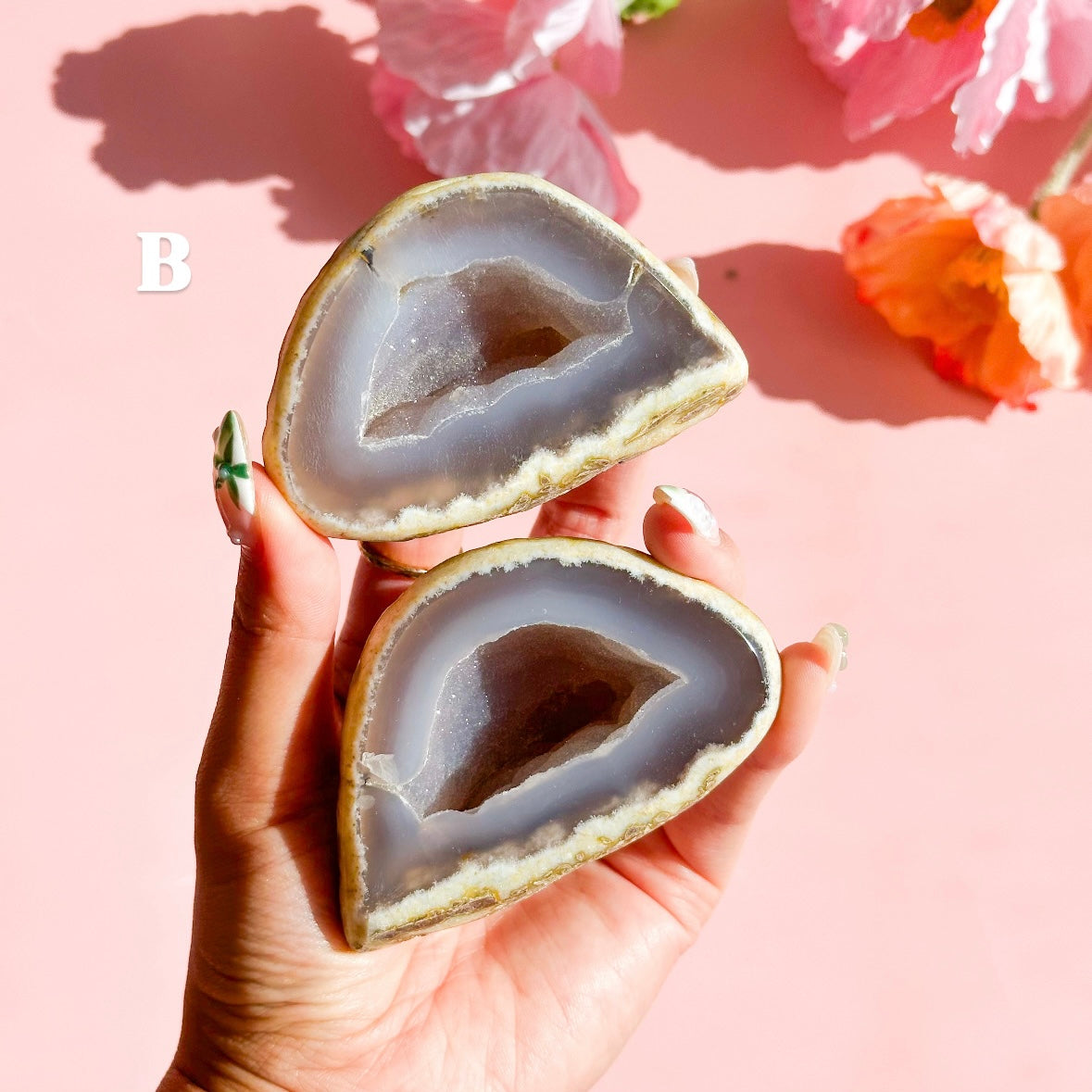 Agate Geode Pair