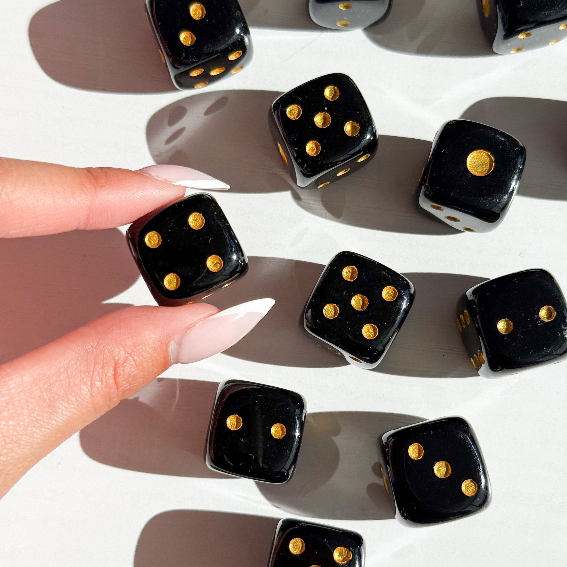 Black Obsidian Dice Pair