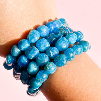 Blue Apatite Beaded Bracelet