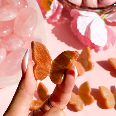 Peach Moonstone Mini Butterfly (low/no flash)