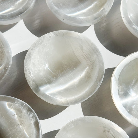 Satin Spar Selenite Round Bowl