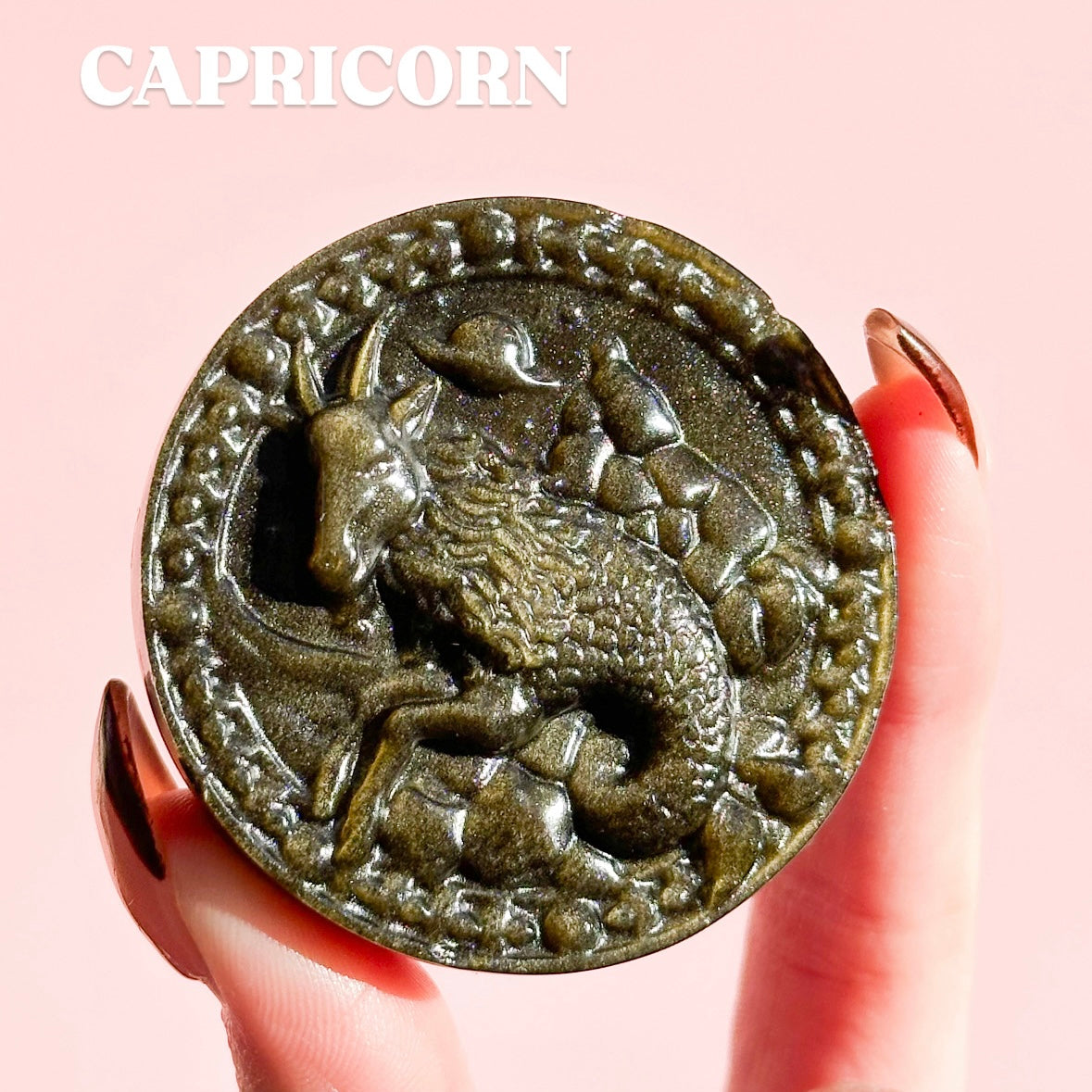 Golden Sheen Obsidian Zodiac Disk