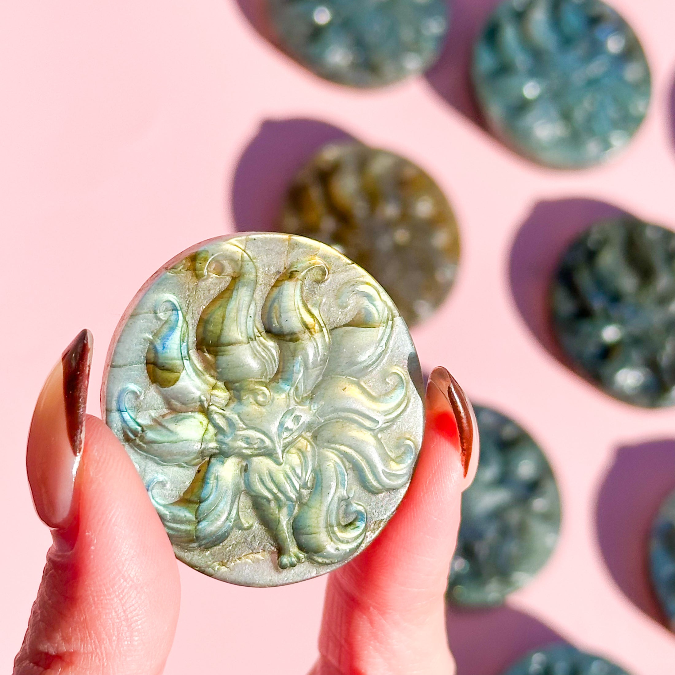 Labadorite Nine-Tailed Fox Disk