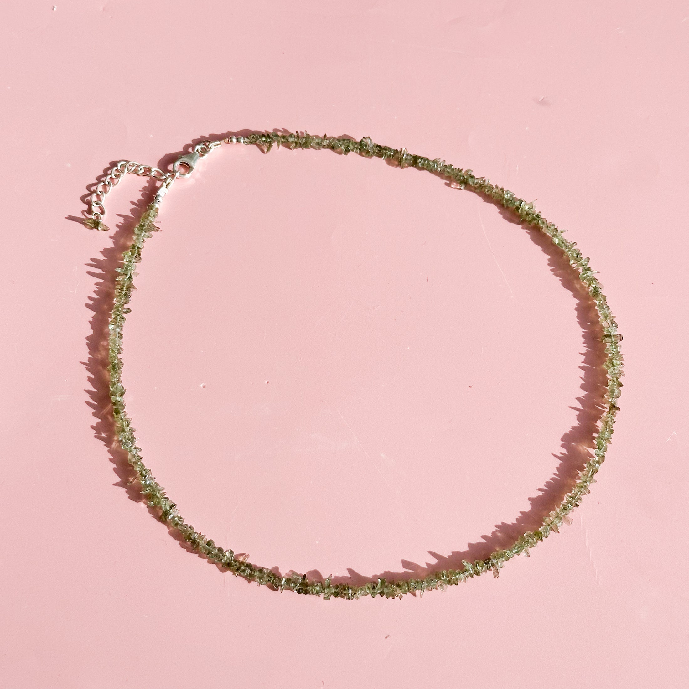 Moldivite Chip Beaded Necklace