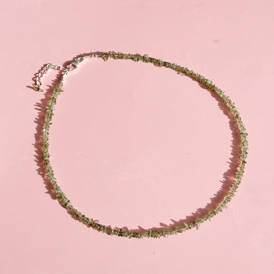 Moldivite Chip Beaded Necklace