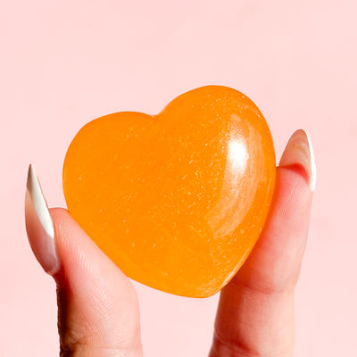 Orange Calcite Heart