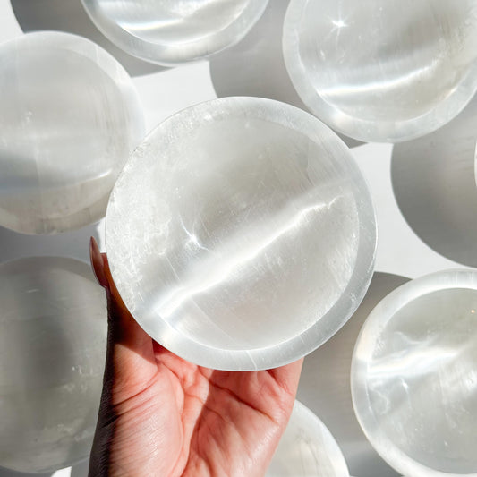 Satin Spar Selenite Round Bowl