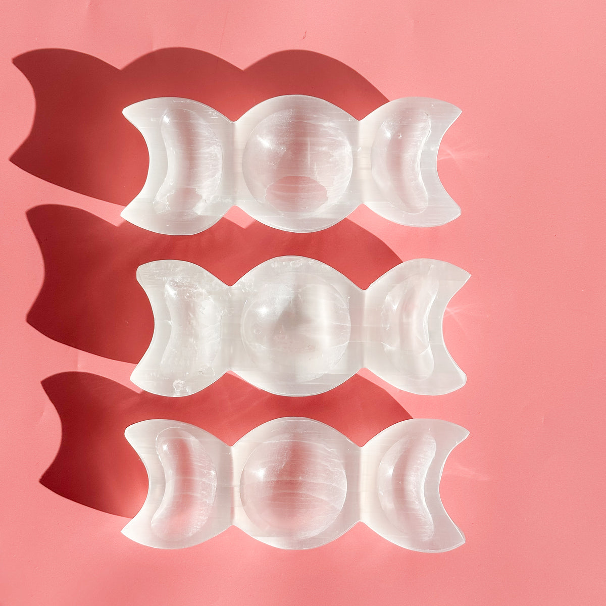 Cuenco de fase lunar de selenita Satin Spar