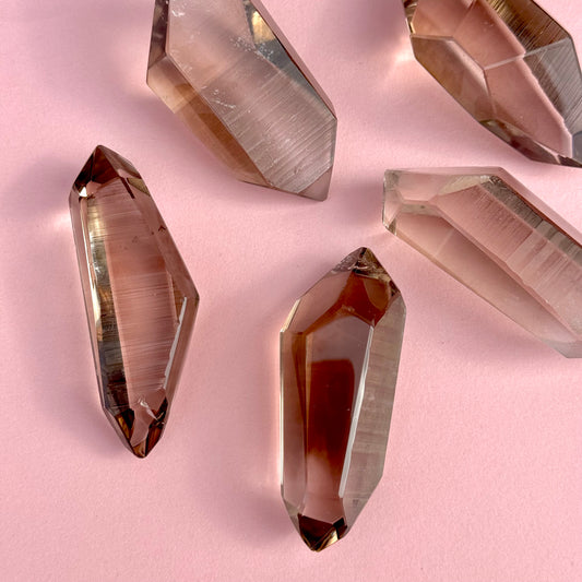 Smokey Quartz Lemurian Point - One raw side