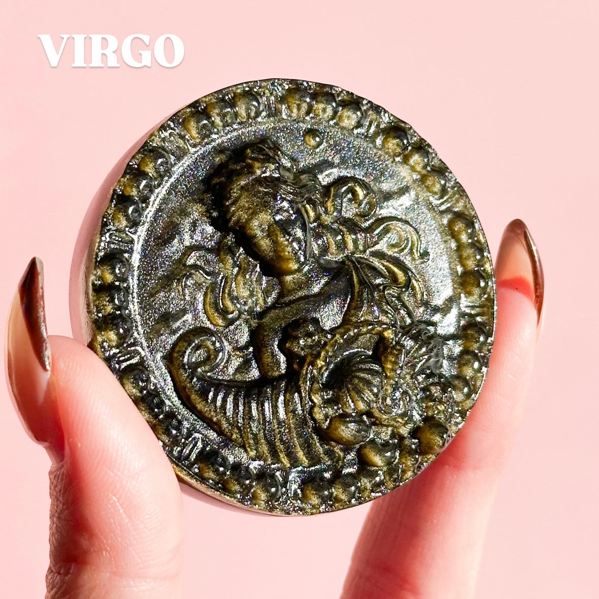 Golden Sheen Obsidian Zodiac Disk