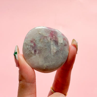 Pink Tourmaline in Quartz Flat Stone