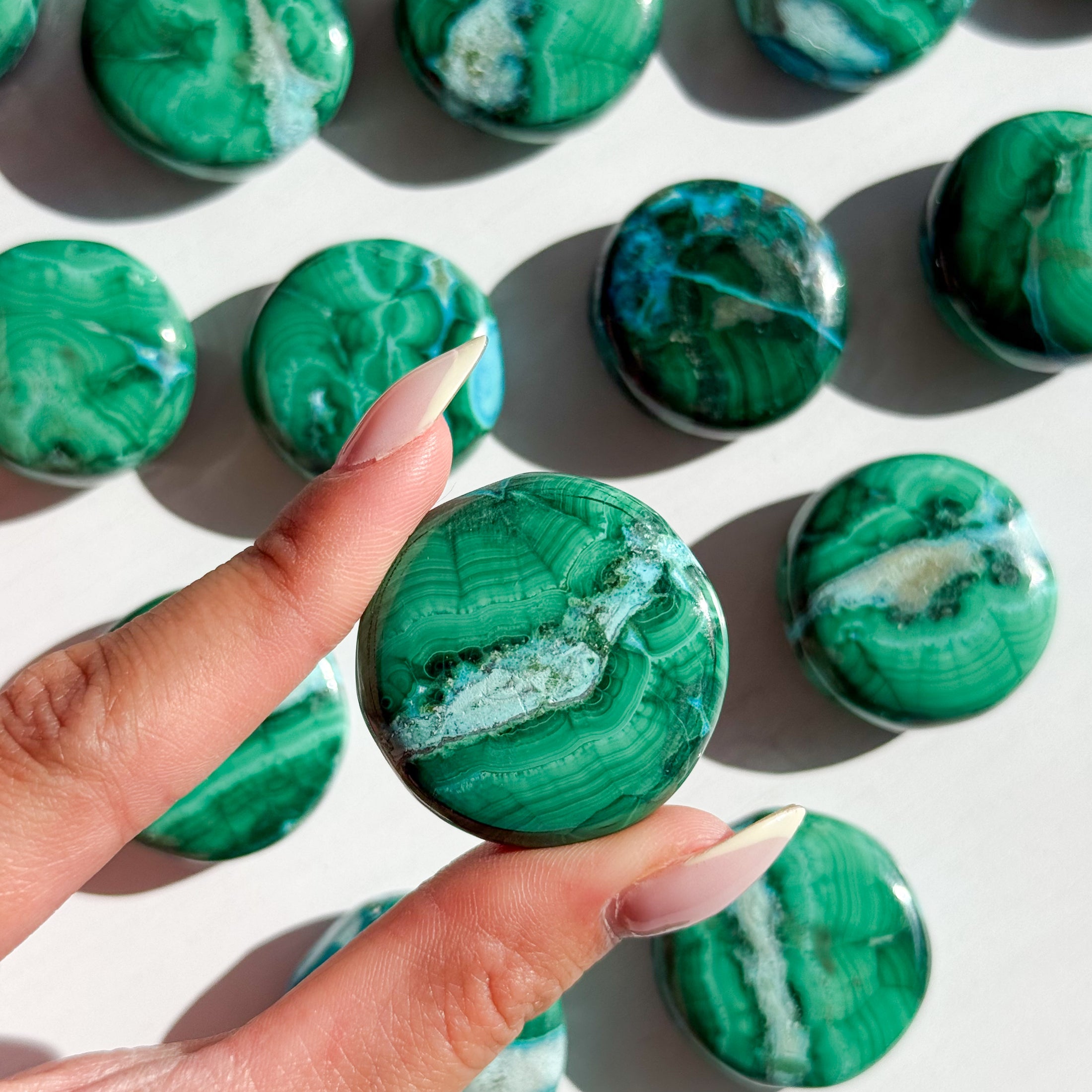 Malachite with Chrysocolla Mini Flat Tumble