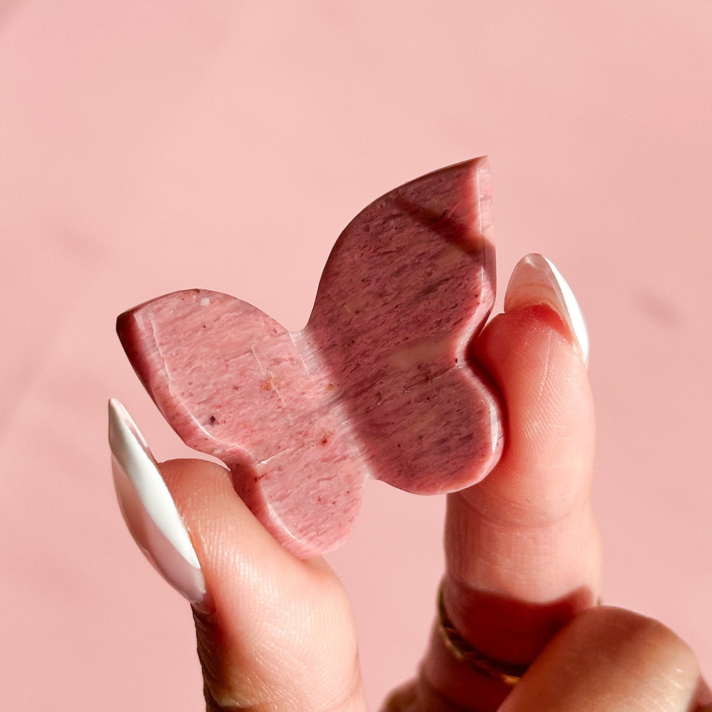 Pink Petrified Wood Mini Butterfly
