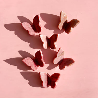 Pink Petrified Wood Mini Butterfly