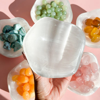 Satin Spar Selenite Ruffled Bowl